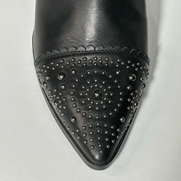 Javiera Booties Boots 2201 Studs Leather Ankle Boots Pointy Toe Heel Zip Spain - Picture 8 of 16